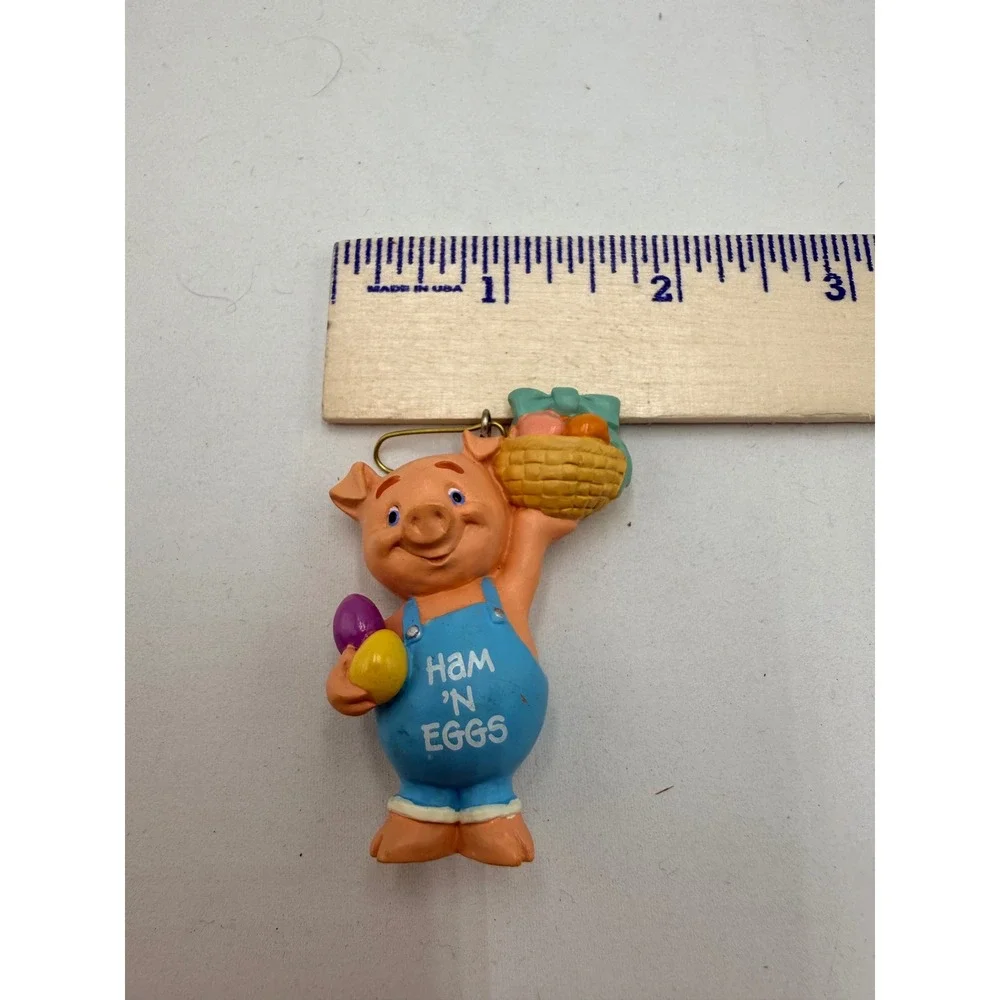 Hallmark Ornament Unisex OS Blue Excellent Ham n Eggs Pig 1995 Easter Collection